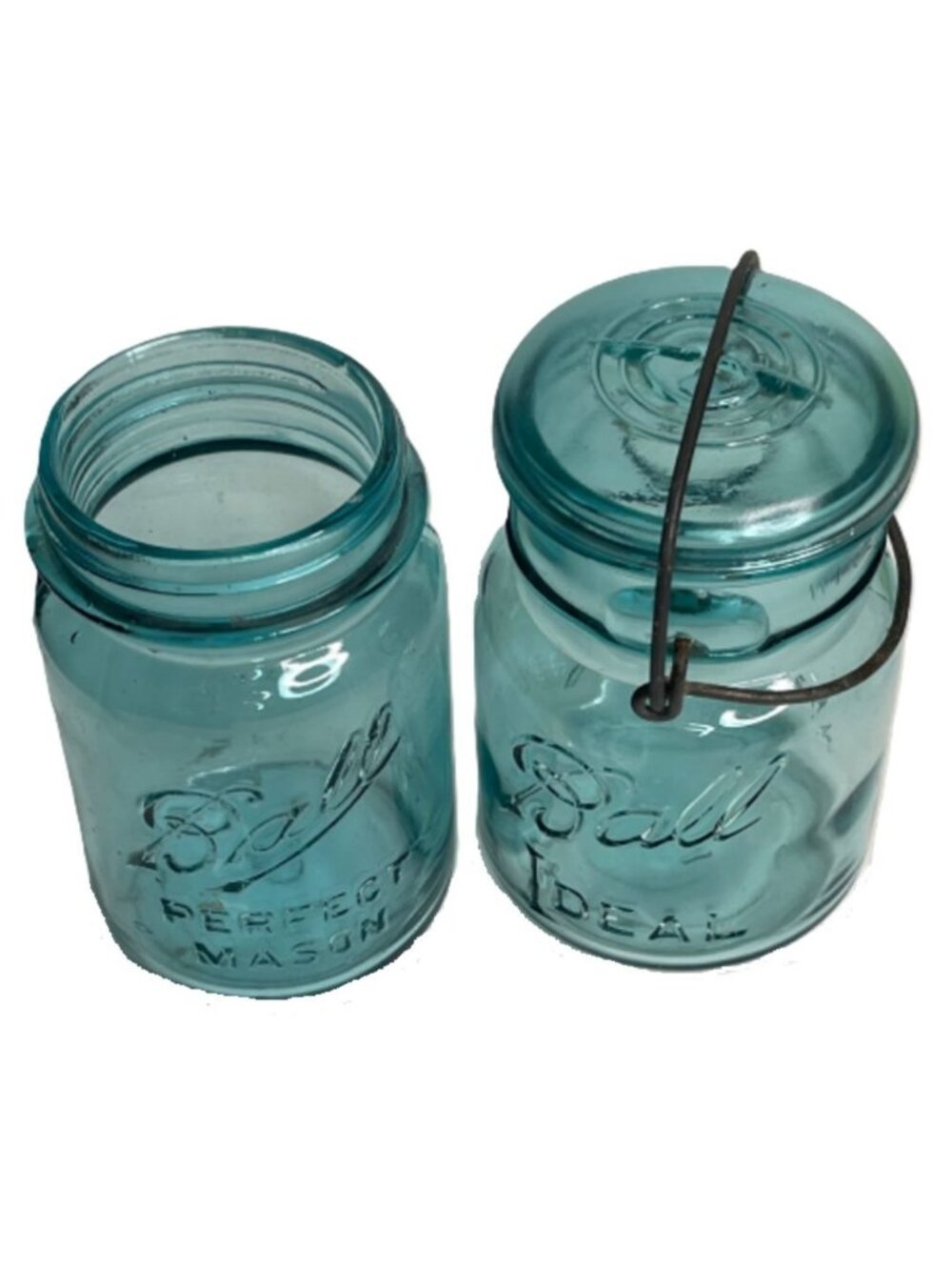 Vintage Blue Mason Jars Pint Size Set of 2 (Ball Ideal and Perfect Mason)